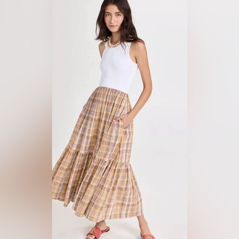 New Tanya Taylor Dress Women's Camilla Plaid Cut Out Sleeveless Midi Medium NWT